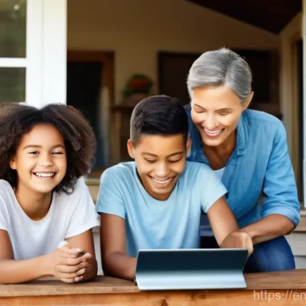 기술 격차 해소를 위한 혁신 사례 - **Prompt: Rural Family Connecting with Satellite Internet**
A photorealistic, warm image of a di...