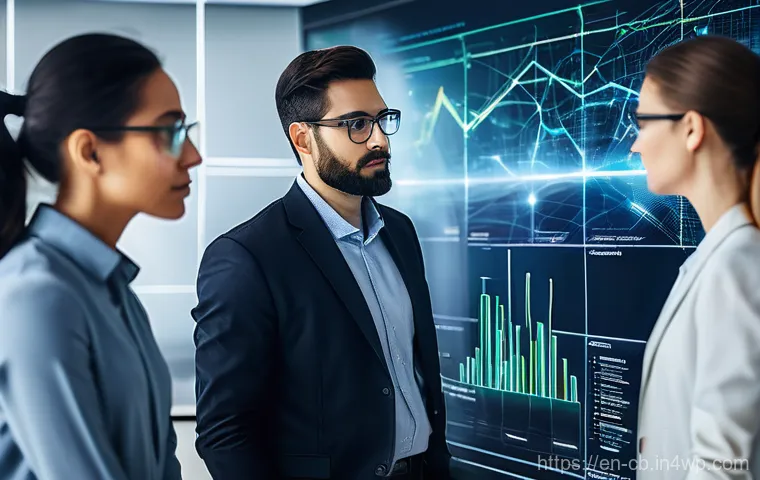 기술 격차 해소를 위한 진단 및 평가 방법 - **Prompt:** A diverse team of professional data analysts and IT experts, dressed in business casual ...
