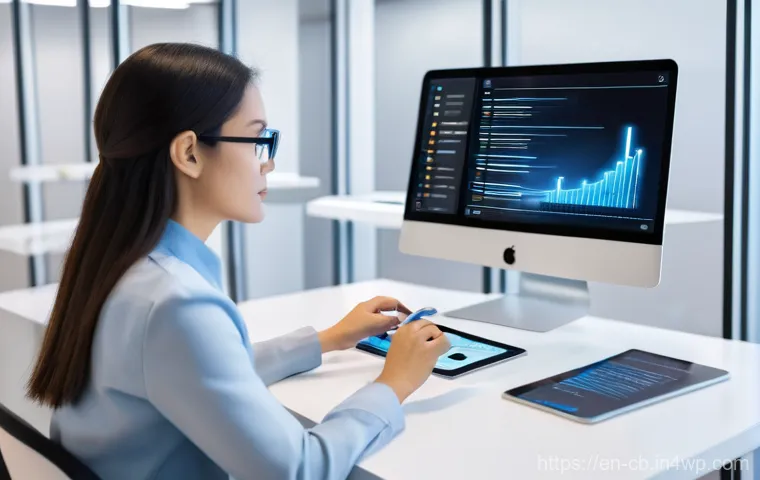기술 격차 해소를 위한 진단 및 평가 방법 - **Prompt:** A diverse team of professional data analysts and IT experts, dressed in business casual ...